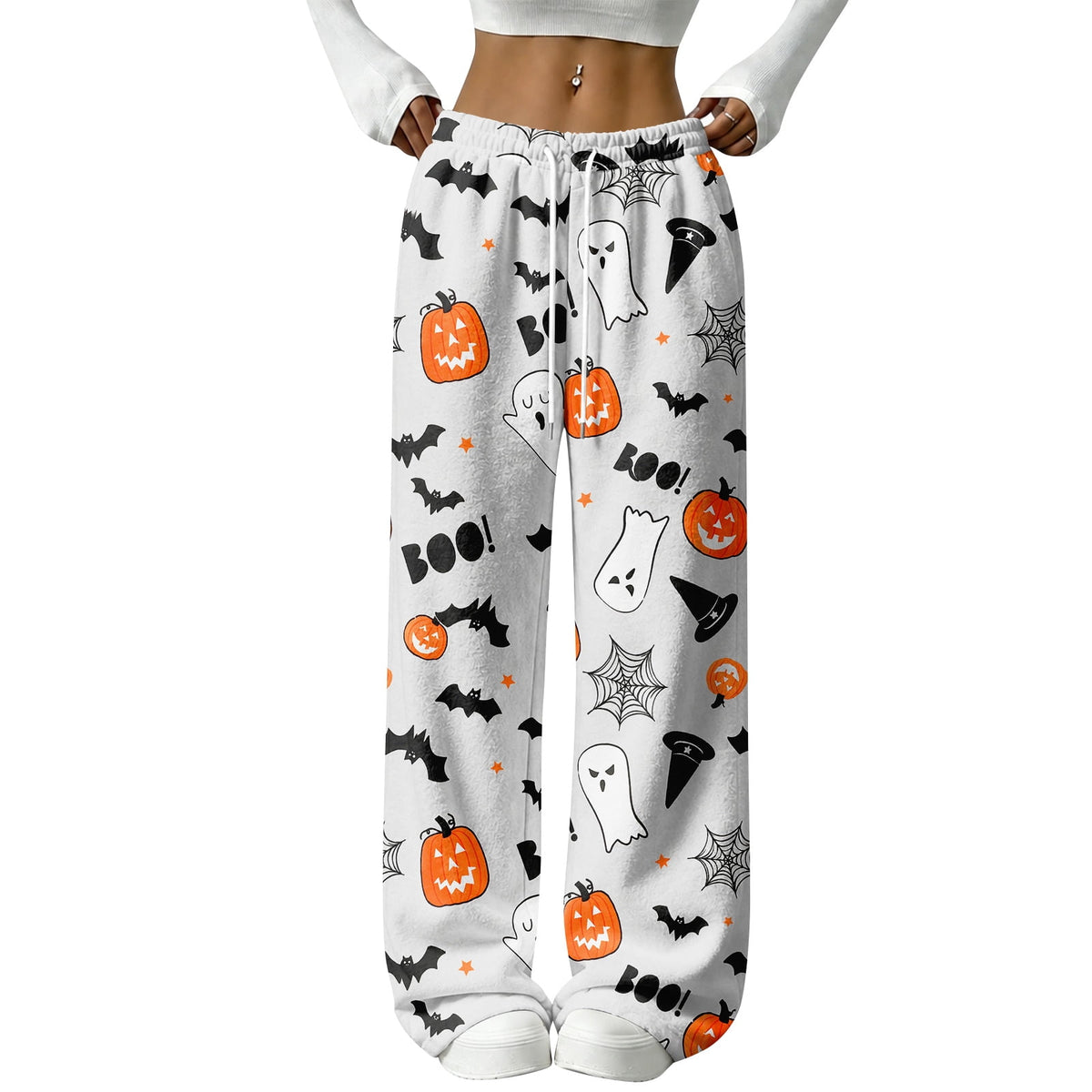 Halloween Pajama Pants for Women Halloween Pumpkin Print Fuzzy Sleep Pants for Women Warm Cozy Pj Bottoms Lounge Pants Plush Pajama Pants