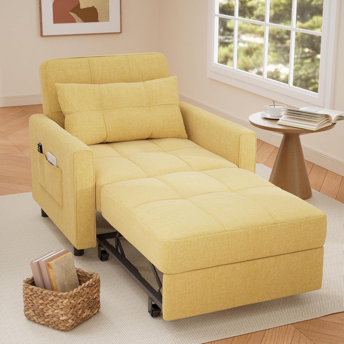 3-in-1 Convertible Pullout Sleeper Chair Bed - 75in x 26in x 17in