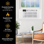 Whirlpool 8,000 BTU Window Air Conditioner With 4,000 BTU Supplemental Heat, Up To 350 Sq. Ft.