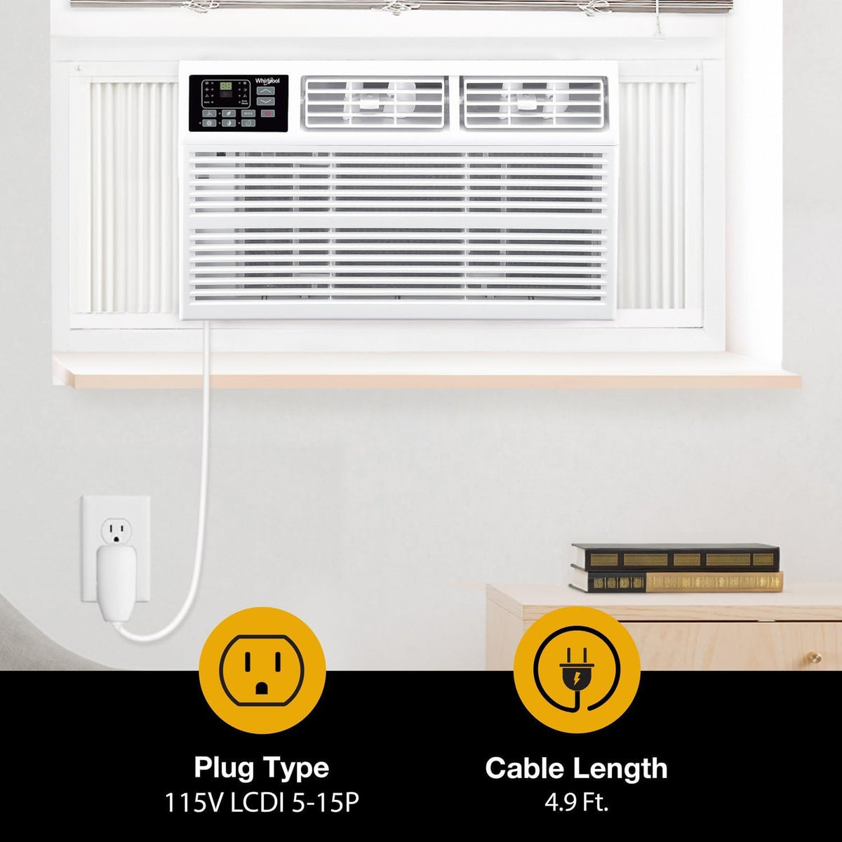 Whirlpool 8,000 BTU Window Air Conditioner With 4,000 BTU Supplemental Heat, Up To 350 Sq. Ft.