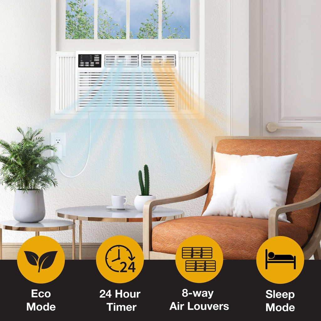 Whirlpool 8,000 BTU Window Air Conditioner With 4,000 BTU Supplemental Heat, Up To 350 Sq. Ft.