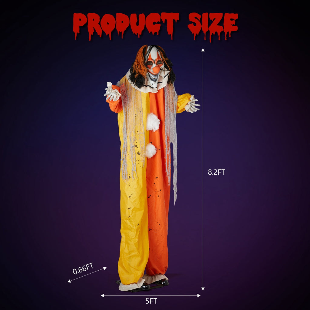 Ktaxon 8.2 ft Clown Animated Animatronic Decoration Creepy Halloween Clown w/ Pre-Recorded Screaming