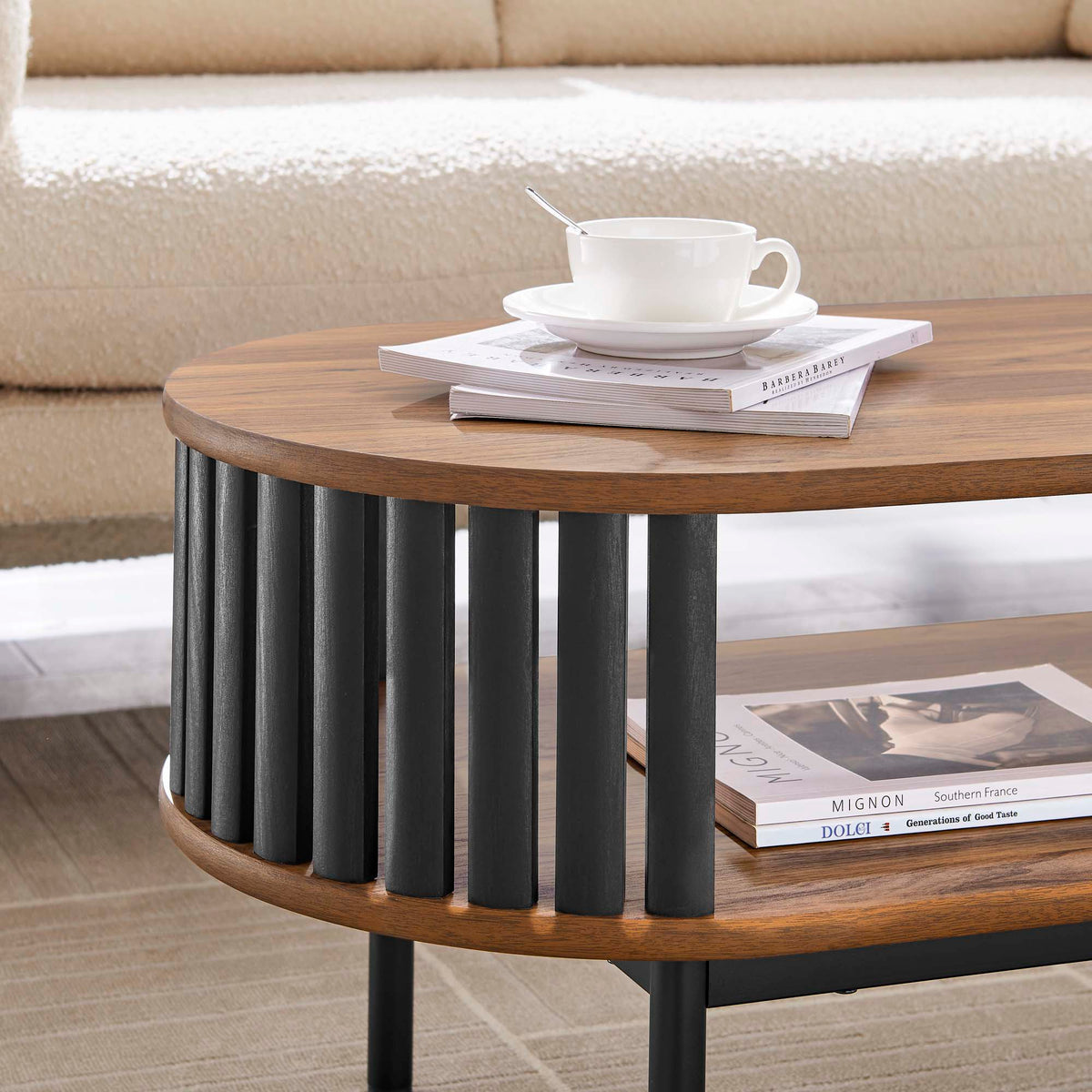 Modway Fortitude Wood Coffee Table In Walnut Black