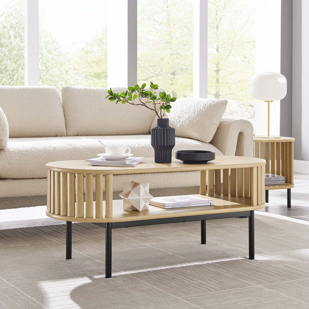 Modway Fortitude Wood Coffee Table In Walnut Black