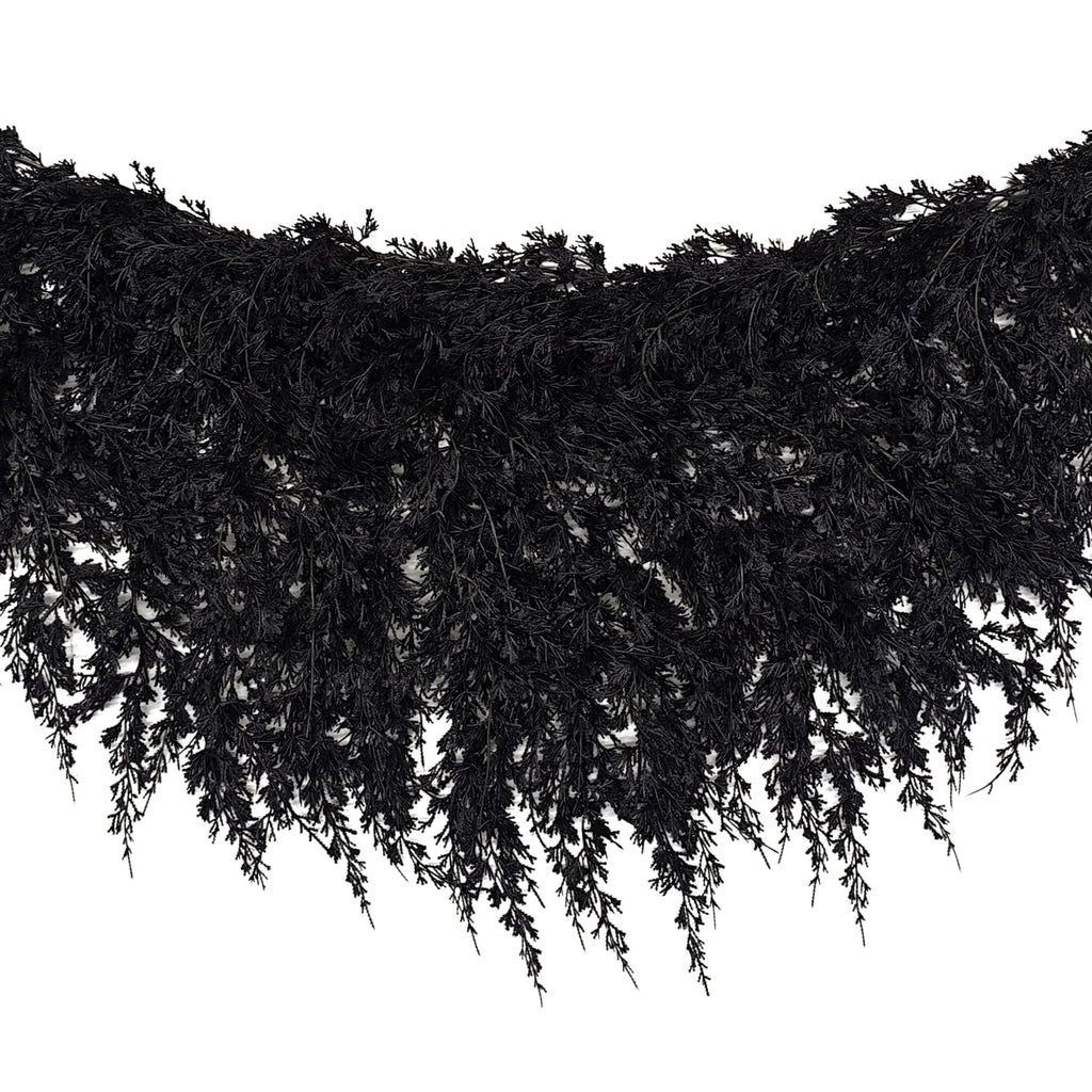 My Texas House Halloween Drapey Faux Cedar Garland, Black, 6'