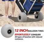 GDLF Foldable Beach Cart With Adjustable Handle, 12-Inch Balloon Wheels, 220 lbs Capacity