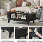 Fluted Oval Coffee Table With Storage, 46.45 x 19.68 x 15.94 in