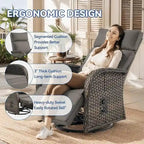 Pocassy 3-Piece Outdoor Recliner Set With Side Tables And Grey Cushions