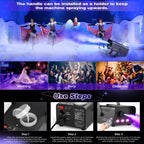 500W Fog Machine with RGB LED Lights, Remote Control, 3000CFM, 15 Lighting Effects for Wedding, DJ, Party, Concert, Halloween