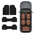 BDK ProLiner 4PC Set Car Floor Mats for Car SUV Van 3 Rows, All Weather Full Set Heavy Duty Black