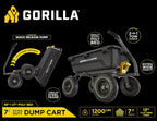 Poly Dump Garden Cart With No-Flat Tires And Serrated Shovel, 7 Cubic Feet, 1,200 lb Capacity, Black