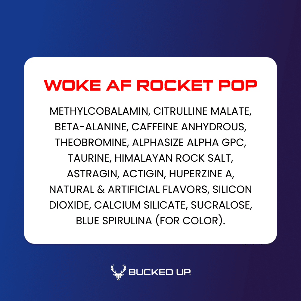 Bucked Up Woke Af Pre-Workout Powder, Increase Energy, Rocket Pop, 333mg Caffeine, 20 Servings