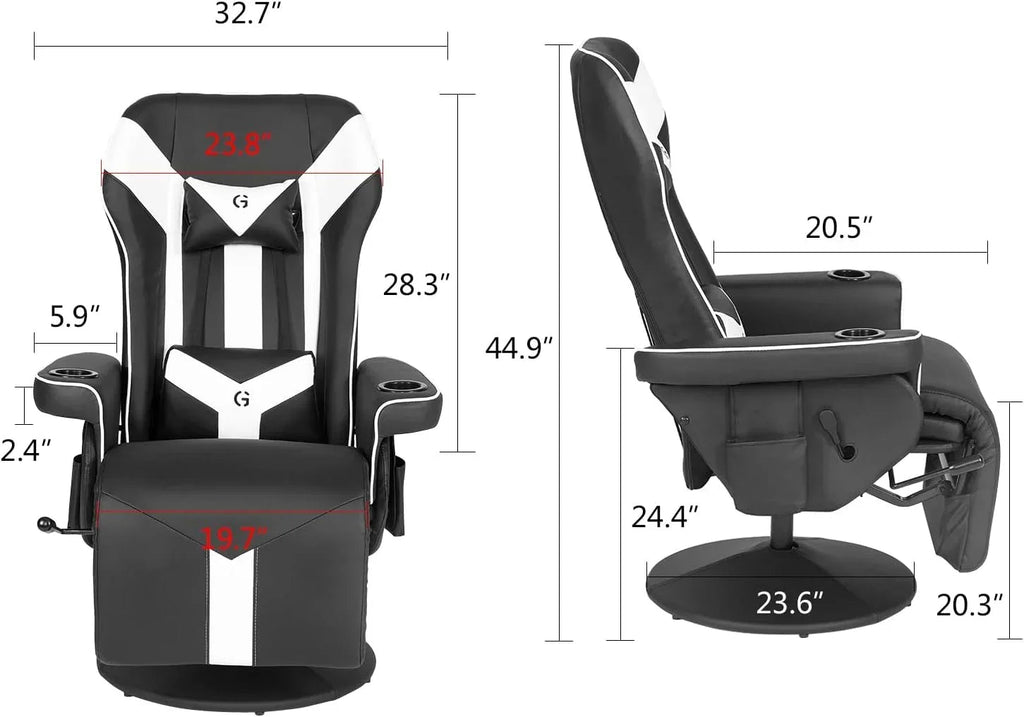 King Throne Ergonomic Gaming Chair With Footrest, Headrest, Lumbar Support, Cupholders, Black White
