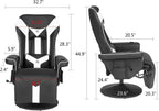 King Throne Ergonomic Gaming Chair With Footrest, Headrest, Lumbar Support, Cupholders, Black White