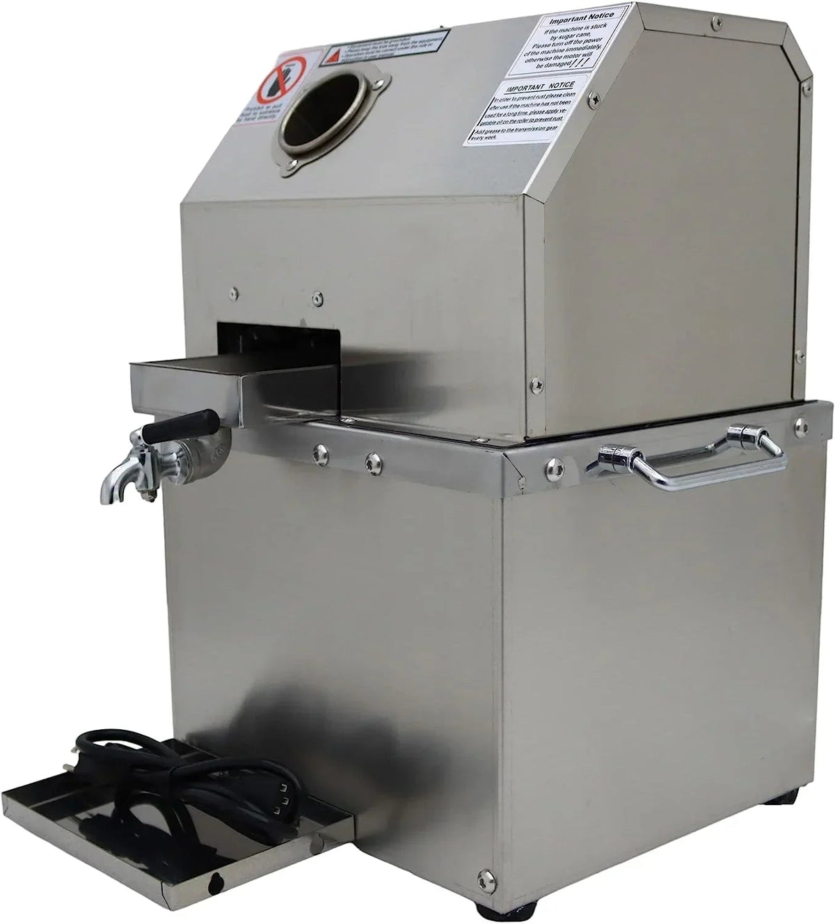 EQCOTWEA Electric Sugar Cane Juicer Press Machine With Three Stainless Steel Rollers