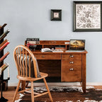 Computer Desk With 4 Storage Drawers And Hutch, 48in x 22in x 36.5in - Rustic Brown