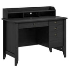 Computer Desk With 4 Storage Drawers And Hutch, 48in x 22in x 36.5in - Rustic Brown