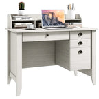Computer Desk With 4 Storage Drawers And Hutch, 48in x 22in x 36.5in - Rustic Brown