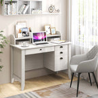 Computer Desk With 4 Storage Drawers And Hutch, 48in x 22in x 36.5in - Rustic Brown