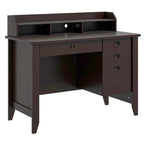 Computer Desk With 4 Storage Drawers And Hutch, 48in x 22in x 36.5in - Rustic Brown