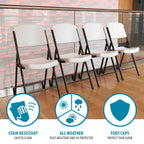 Lifetime 4 8-Foot Rectangle Folding Tables And 32 Chairs Set, White Granite - 80147