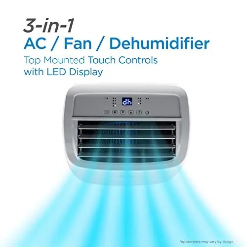 BLACK+DECKER Portable Air Conditioner 8,000 BTU, Up To 350 Sq. Ft. With Remote Control