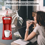 2 in 1 Single Serve Coffee Maker for K Cup Pods & Ground Coffee, Mini K Cup Coffee Machine with 6 to 14 oz Brew Sizes, Single Cup Coffee Brewer with