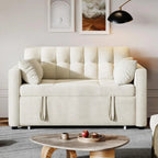 3-in-1 Convertible Sleeper Sofa, 55 in Pull-Out Bed, Adjustable Backrest, Cat-Scratch-Proof Fabric