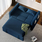 3-in-1 Convertible Sleeper Sofa, 55 in Pull-Out Bed, Adjustable Backrest, Cat-Scratch-Proof Fabric