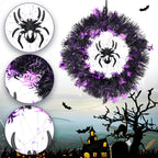 Halloween Wreath Halloween Spider Decorations Wreath with Lights, Halloween Spider Garland LED Halloween Door Wreath for Halloween Party, Halloween Decorations Outdoor Indoor Wall and Window