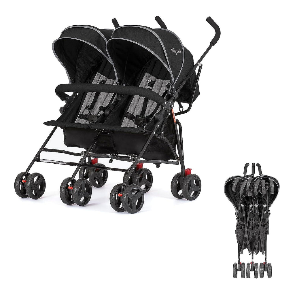 Dream On Me Volgo Twin Umbrella Stroller, Black, 29.50 x 28.50 x 40.00 Inches - 446-BLK