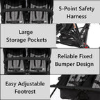 Dream On Me Volgo Twin Umbrella Stroller, Black, 29.50 x 28.50 x 40.00 Inches - 446-BLK