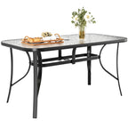 Arlopu Rectangular Patio Dining Table With 5mm Tempered Glass Top