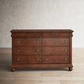 8 Drawer 64in W Double Dresser With Mirror - 80in H x 18in D