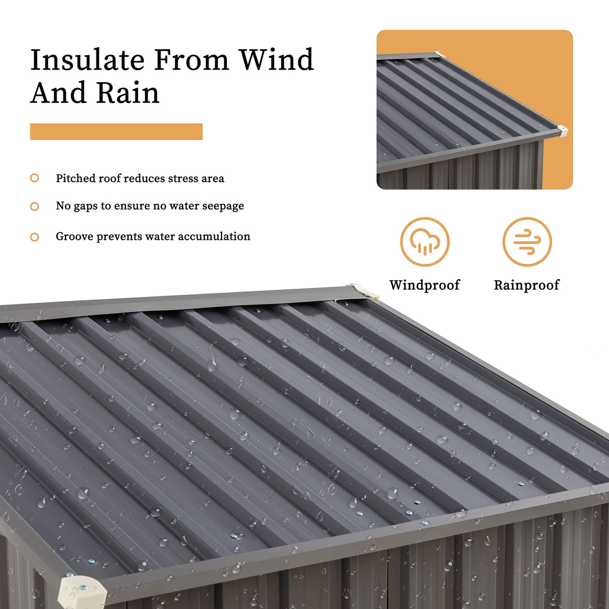 Sobaniilo 5x3x6FT Outdoor Storage Shed Clearance with Lockable Door Metal Garden Shed Steel Anti-Corrosion Storage House Waterproof Tool Shed (Gray)