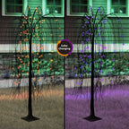 Indoor/Outdoor Battery-Operated 8-Function LED Color-Changing Willow Tree, Orange and Purple, 48", Halloween by Way To Celebrate