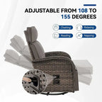 Pocassy 3-Piece Outdoor Recliner Set With Side Tables And Grey Cushions