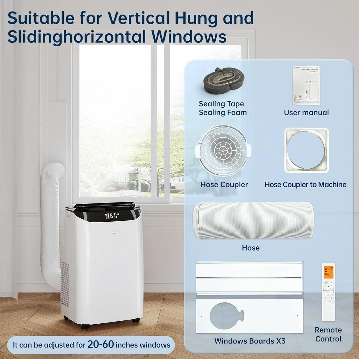 HUMHOLD 14000 BTU Portable Air Conditioner, White - HDPAC-10-A1