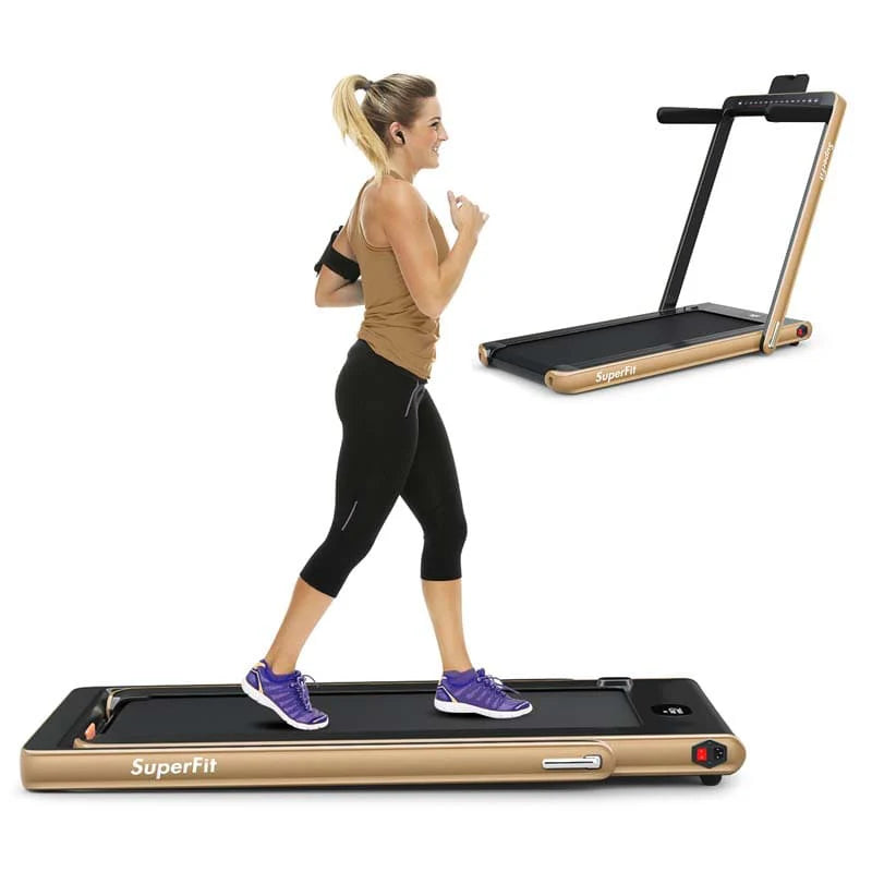 2 In 1 Folding Treadmill, 2.25 HP, 40 in x 16 in Running Area, Dual Display And App Control