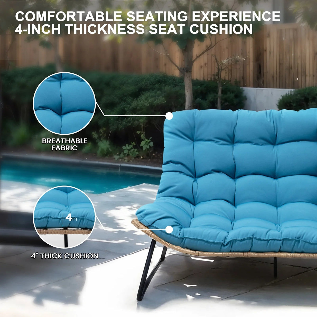 Crestlive Products Patio Loveseat With Cushions, Beige, 53 in x 36 in x 30 in, 350 Pounds Capacity