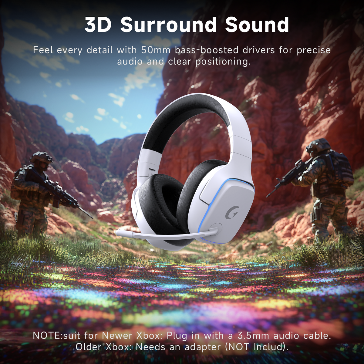 AYEDLOE Wireless Gaming Headset 2.4GHz for PS5/PS4/PC/Switch-Bluetooth 5.3 Headphones with Noise-Canceling Mic, 7.1 Surround Sound, 70H Battery Life