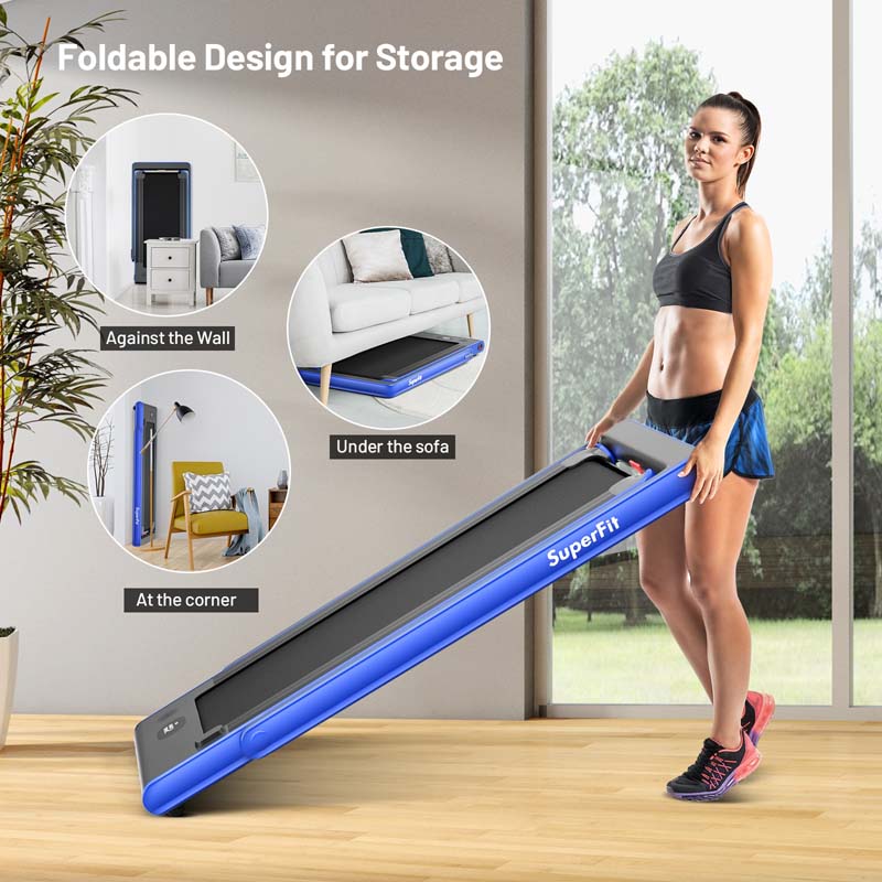 2 In 1 Folding Treadmill, 2.25 HP, 40 in x 16 in Running Area, Dual Display And App Control