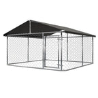 Petony Outdoor Dog Kennel With UV And Water Resistant Roof Cover, Chain-Link Fence And Swing Gate