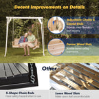 Ktaxon 5FT Patio Porch Swing, Heavy Duty 880lbs Capacity Wooden Bench with Hanging Chains