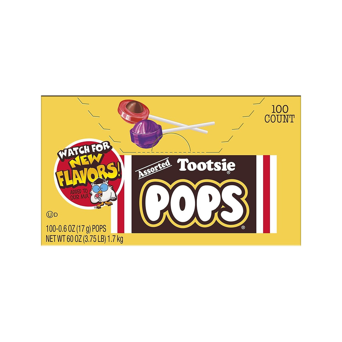 1 1/4" Bulk 100 piece Multicolor Tootsie Pops Candy