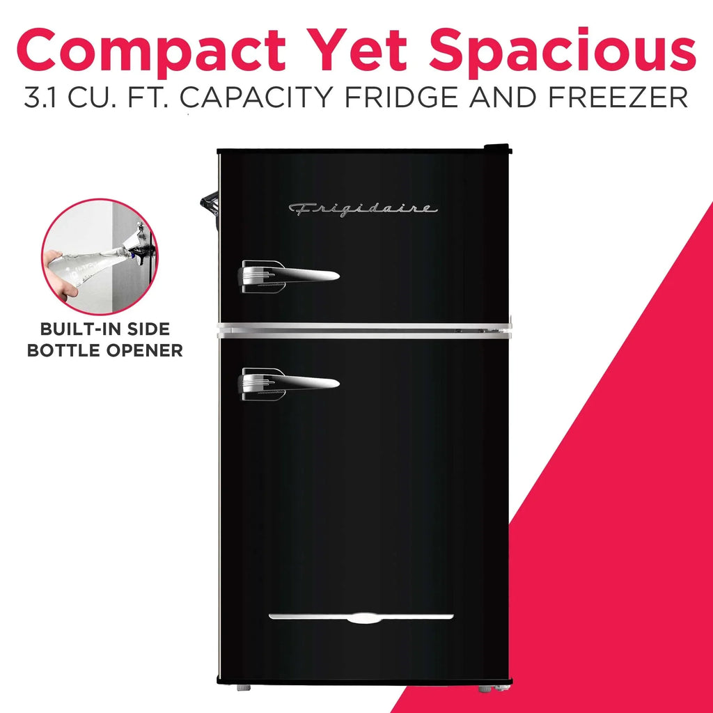 Frigidaire Retro Two-Door Compact Refrigerator With Freezer, 3.1 Cu. Ft., Red
