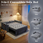 3-in-1 Pull-Out Sofa Bed With Charging Station, Cup Holder And Side Storage - 70in Grey