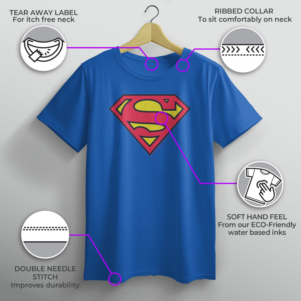 Boy's Superman Classic Logo Graphic Tee Royal Blue Medium
