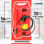 Scepter Flo N' Go DuraMax 14 Gallon Portable Fuel Tank With Pump, 2 Pack, Red