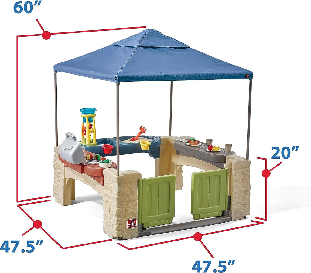 Step2 Kids' All Around Playtime Patio Kitchen Play Set With Canopy, 47.5 x 47.5 x 60 Inches - 874100